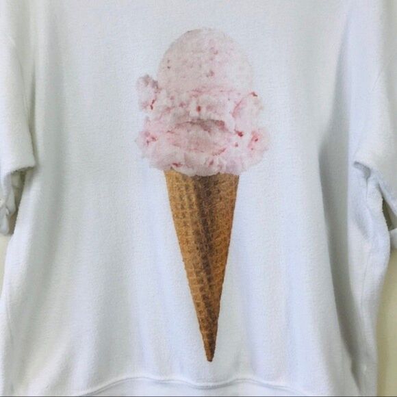 Wildfox ice cream cone roll sleeve sweatshirt sweater top XS kawaii graphic cozy - Picture 8 of 12